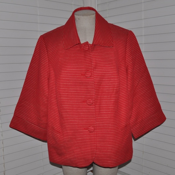 Lane Bryant Jackets & Blazers - New LANE BRYANT Red Textured Dot Jacket NWT [B3]